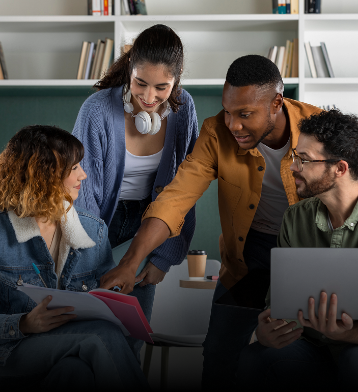 Mentor working with students